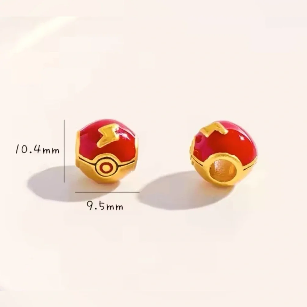 24K Gold Filled Pokemon Pokeball Charm Bead Pendant Anime Kawaii Pocket Monster